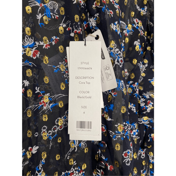 Veronica Beard NWT Cora Top in Black/Gold Size 4 - Picture 14 of 15